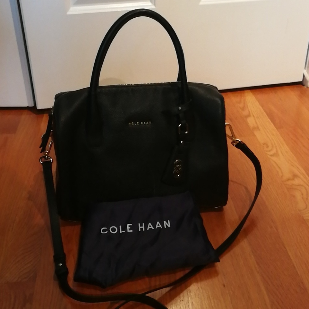 Black Leather Cole Haan Isabella Satchel Bag